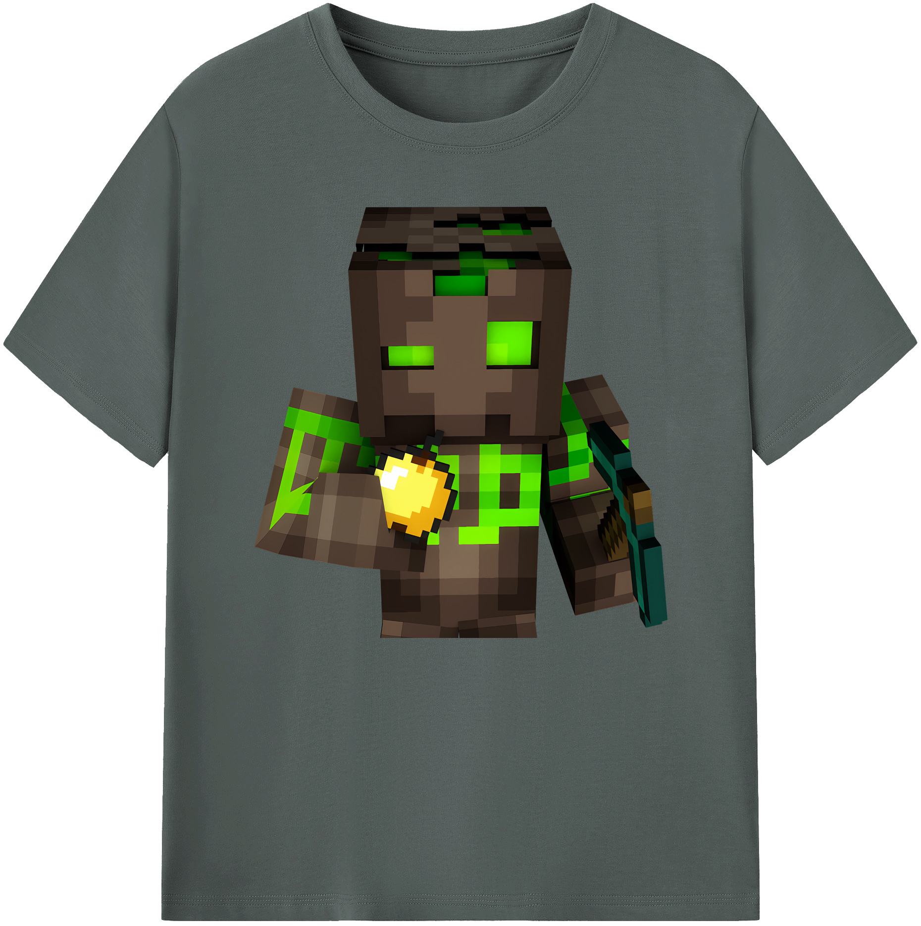 （画像用） マインクラフト ブロックの世界 Minecraft MC Block world 綿100％ メンズ半袖Tシャツ｜肌触りやわらか＆通気性